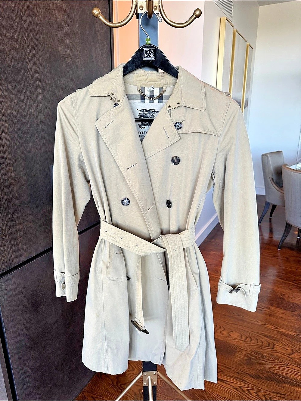 Burberry The Kensington Heritage Trench Coat Beige & Black US 12